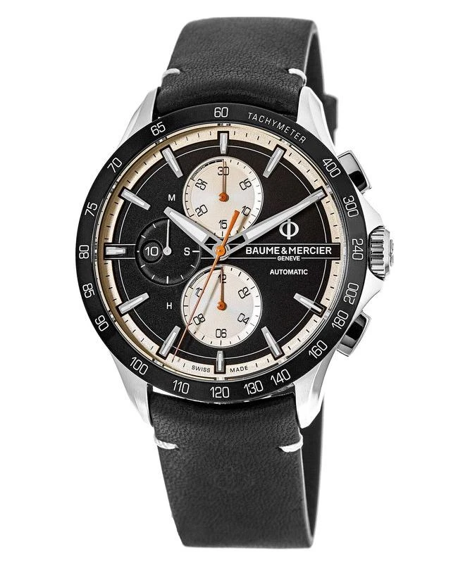 Baume 
Mercier Baume 
Mercier Clifton Club Automatic Chronograph  Black Dial Leather Strap Men
s Watch 10434 1