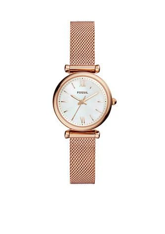 Fossil Carlie Rose Gold Tone Stainless Steel Three Hand Bracelet Watch 1