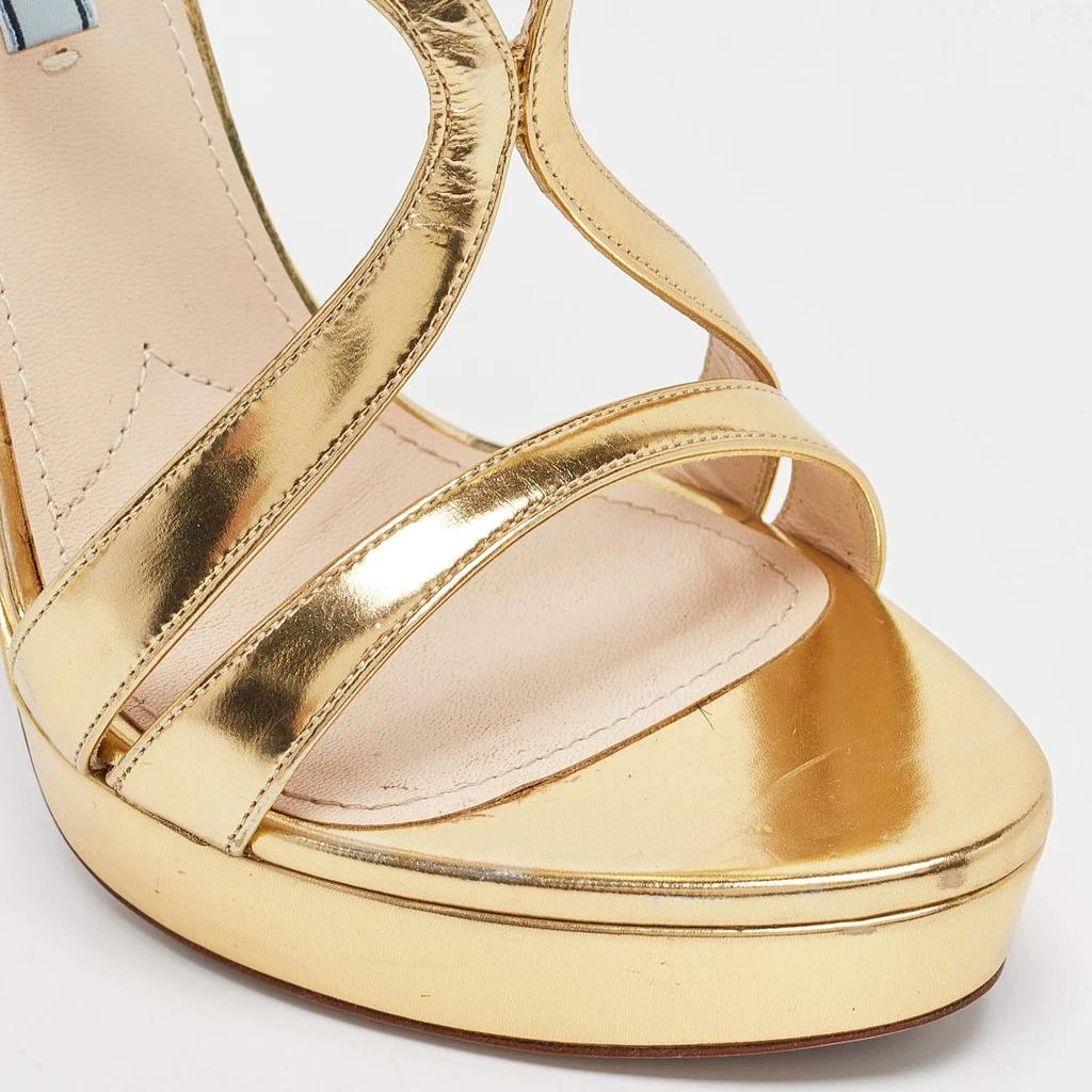 Prada Prada Gold Leather Platform Ankle Strap Sandals Size 39 8