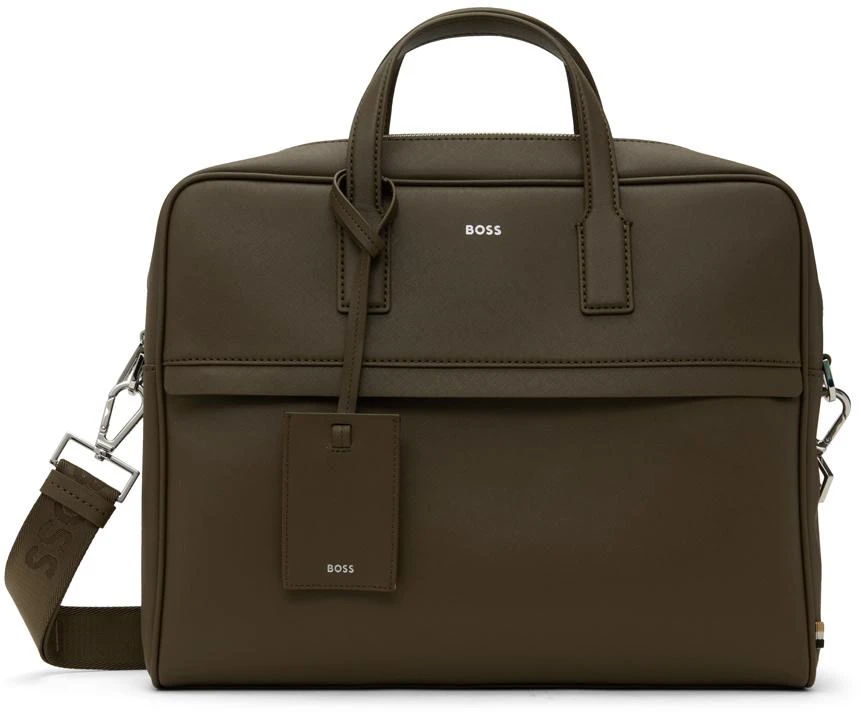 Hugo Boss Green Structured Briefcase 1