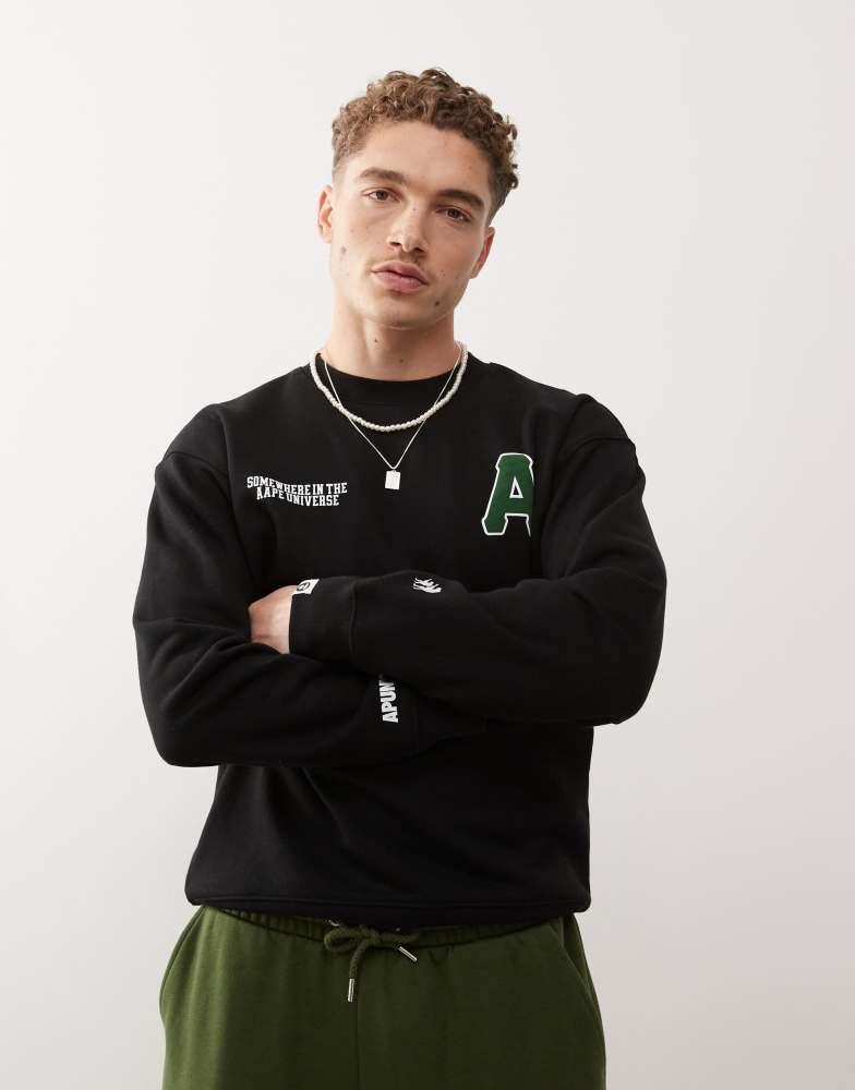 AAPE Aape By A Bathing Ape logo basic sweatshirt with camo backprint in black