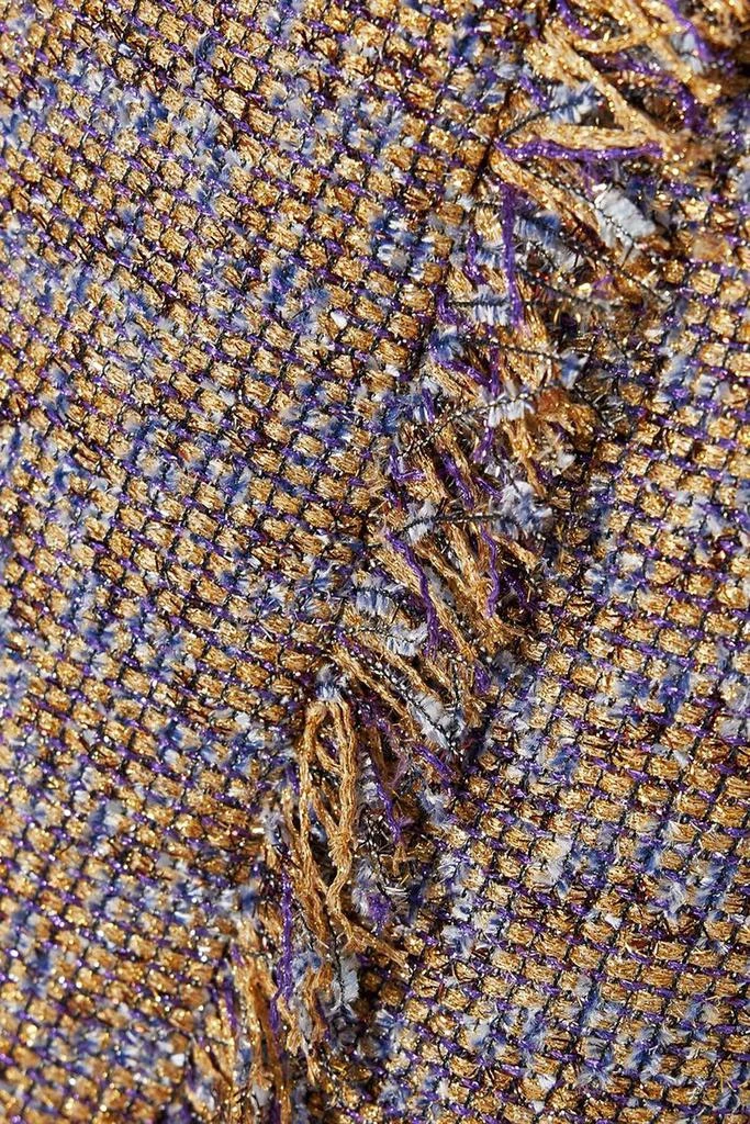 Huishan Zhang Gia wrap-effect fringed metallic tweed midi skirt 4
