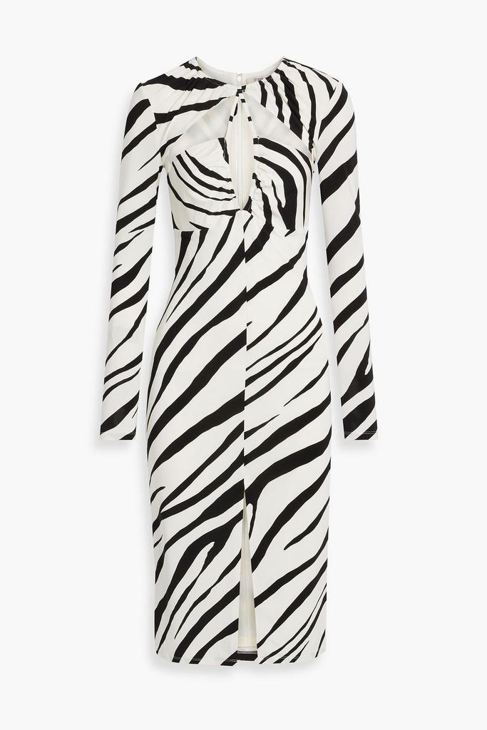 ET OCHS Eleanor cutout ruched zebra-print stretch-jersey midi dress
