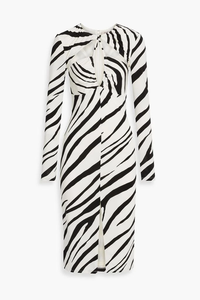 ET OCHS Eleanor cutout ruched zebra-print stretch-jersey midi dress 1