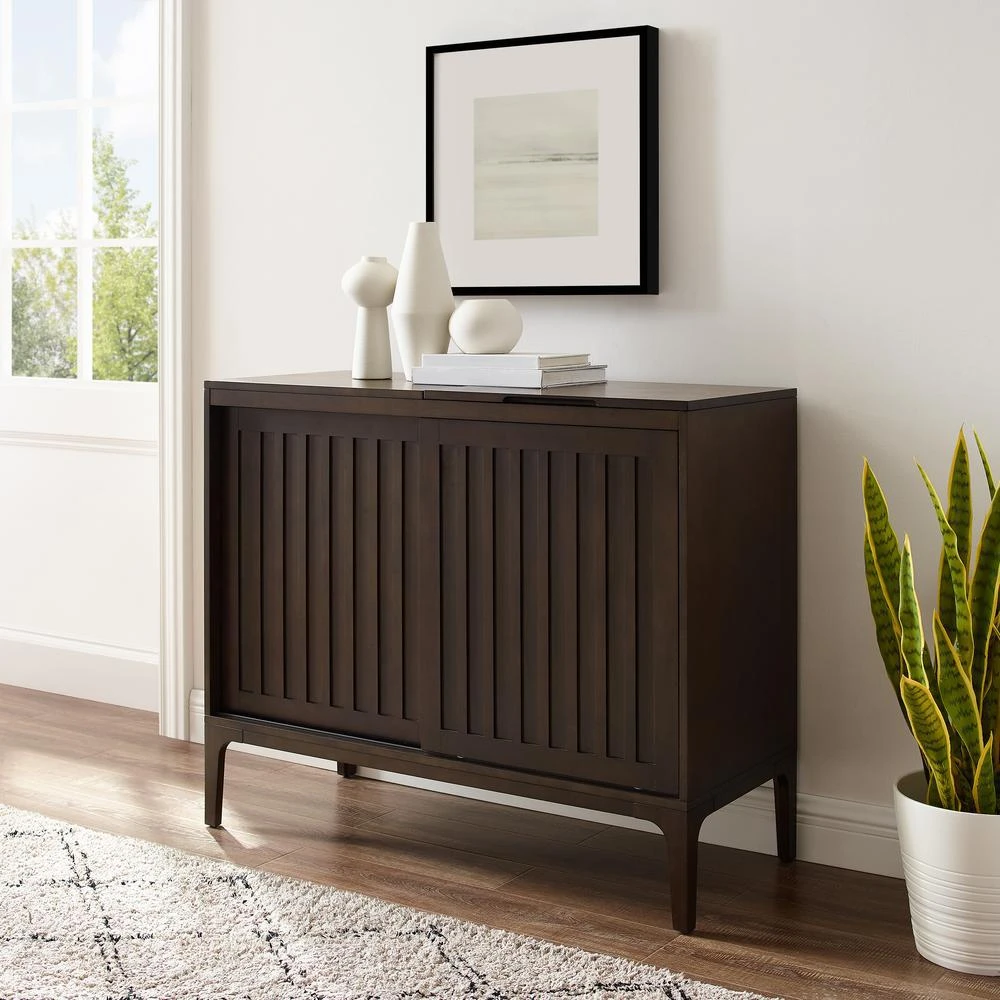 Crosley Asher Record Storage Media Console Dark Brown 2
