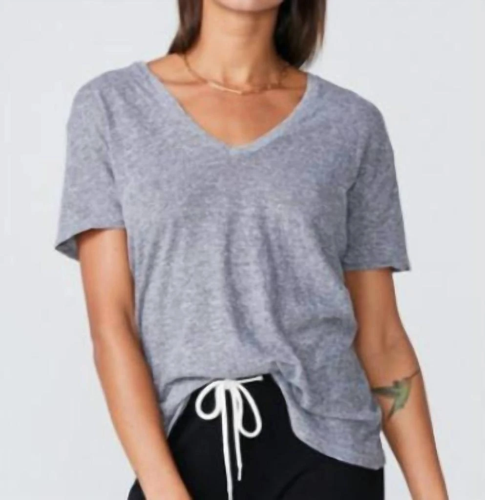 Monrow Relaxed V Tee In Granite 1