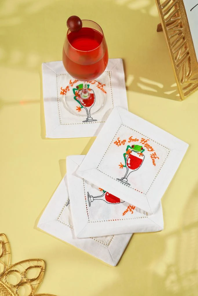 Tiramisu "Hop Into Happy Hour" Frog Cocktail Napkins – Set of 4 2