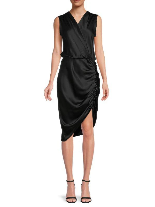 Renee C. Ruched Satin Blouson Dress 1