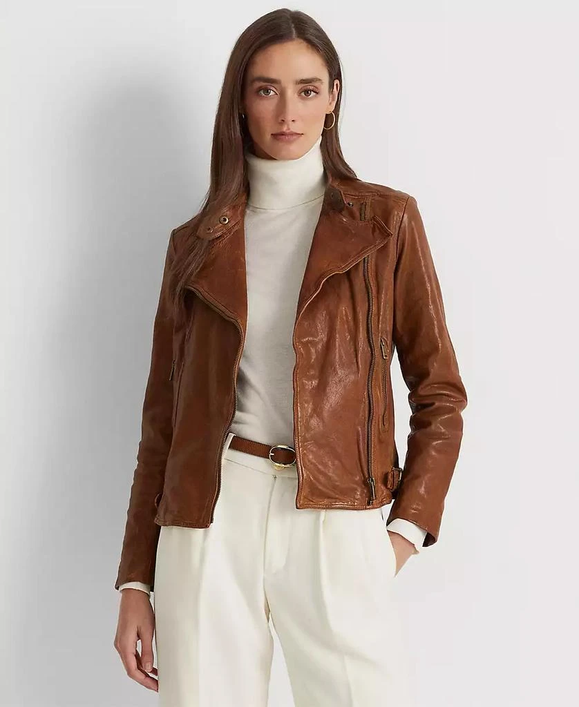 Lauren Ralph Lauren Tumbled-Leather Jacket 1