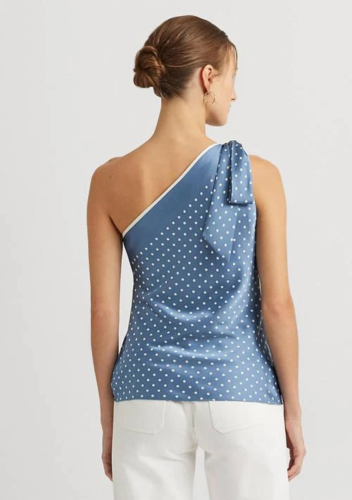 Ralph Lauren Ralph Lauren Polka Dot Charmeuse One Shoulder Blouse 2