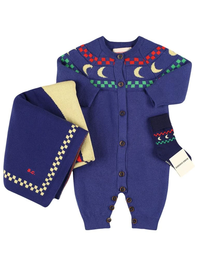 BOBO CHOSES Cotton Knit Romper, Socks & Blanket 1