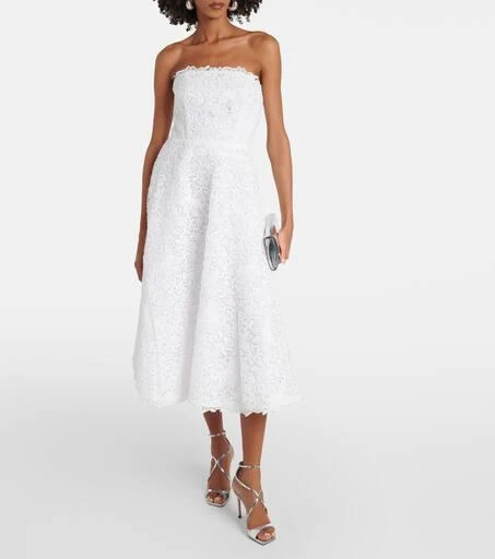 Carolina Herrera Strapless floral lace midi dress 2