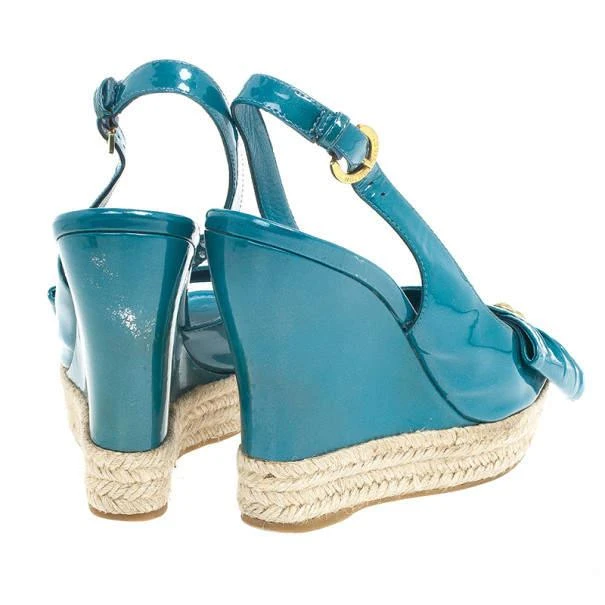 Louis Vuitton Louis Vuitton Blue Patent Espadrilles Slingback Wedges Size 37.5 6