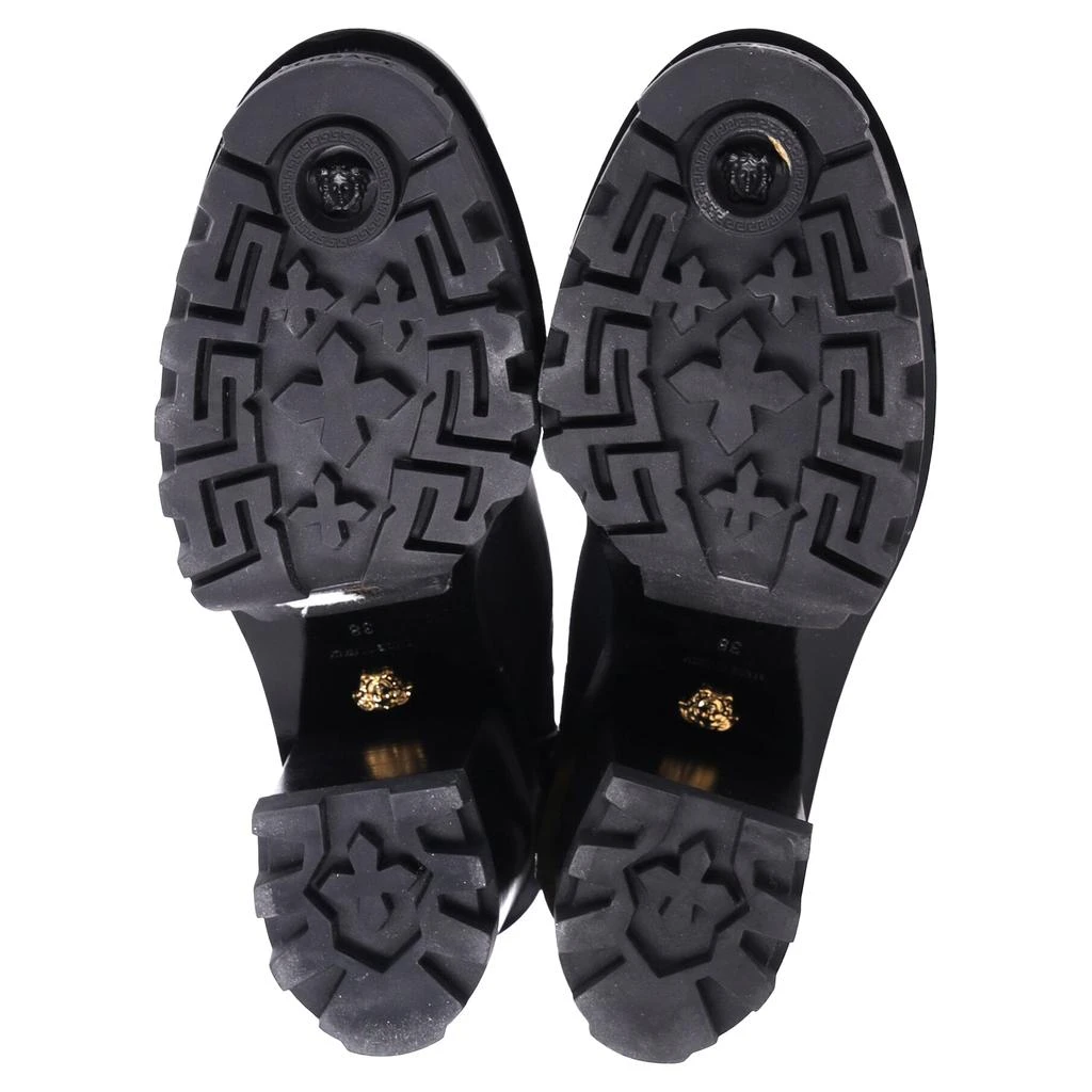 Versace Greca Labyrinth High-Heel Platform Boots in Black Calf Leather 6