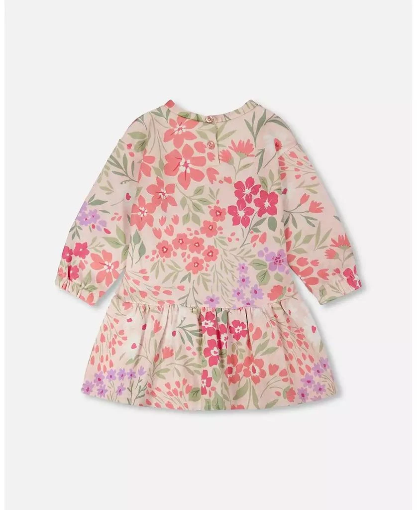 Deux par Deux Baby Girls French Terry Dress Pink Printed Flowers 3