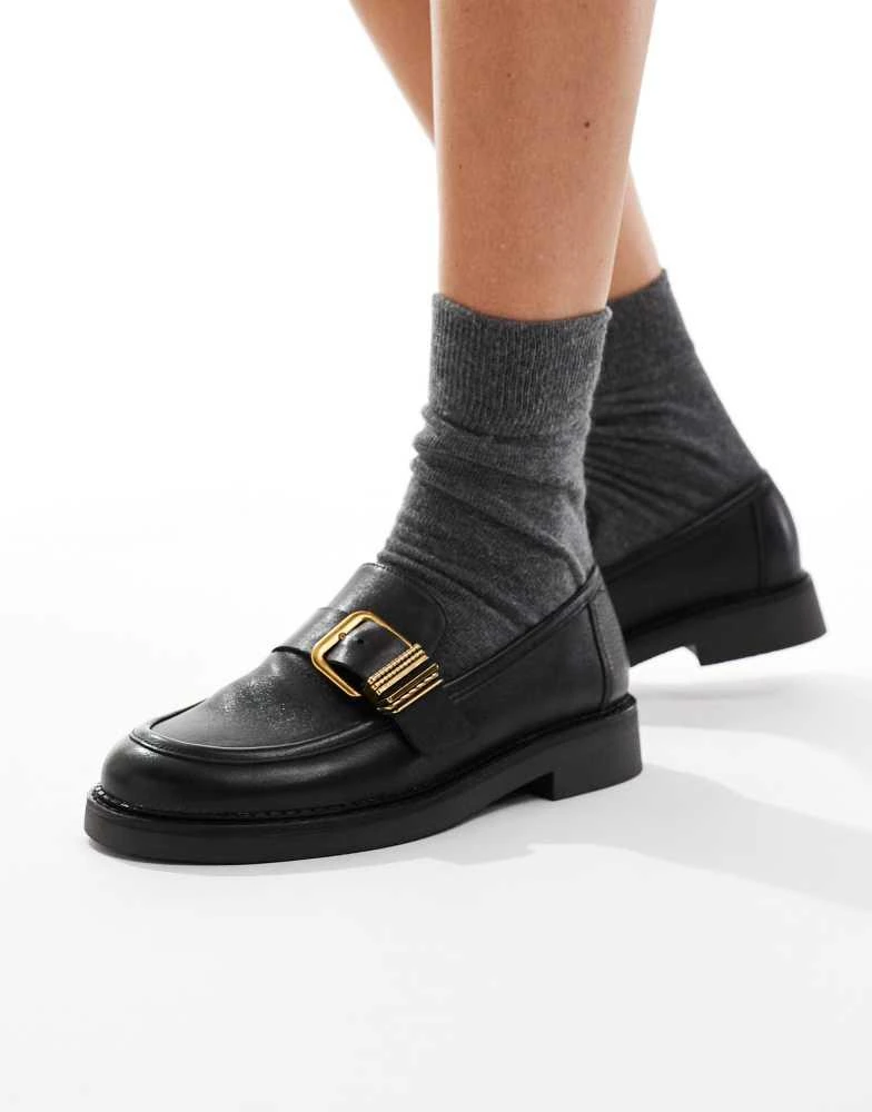 Aldo Black Quilted Loafers Chunky Lug Sole Gold Detail Size 7.5 ALDO Women main image 2