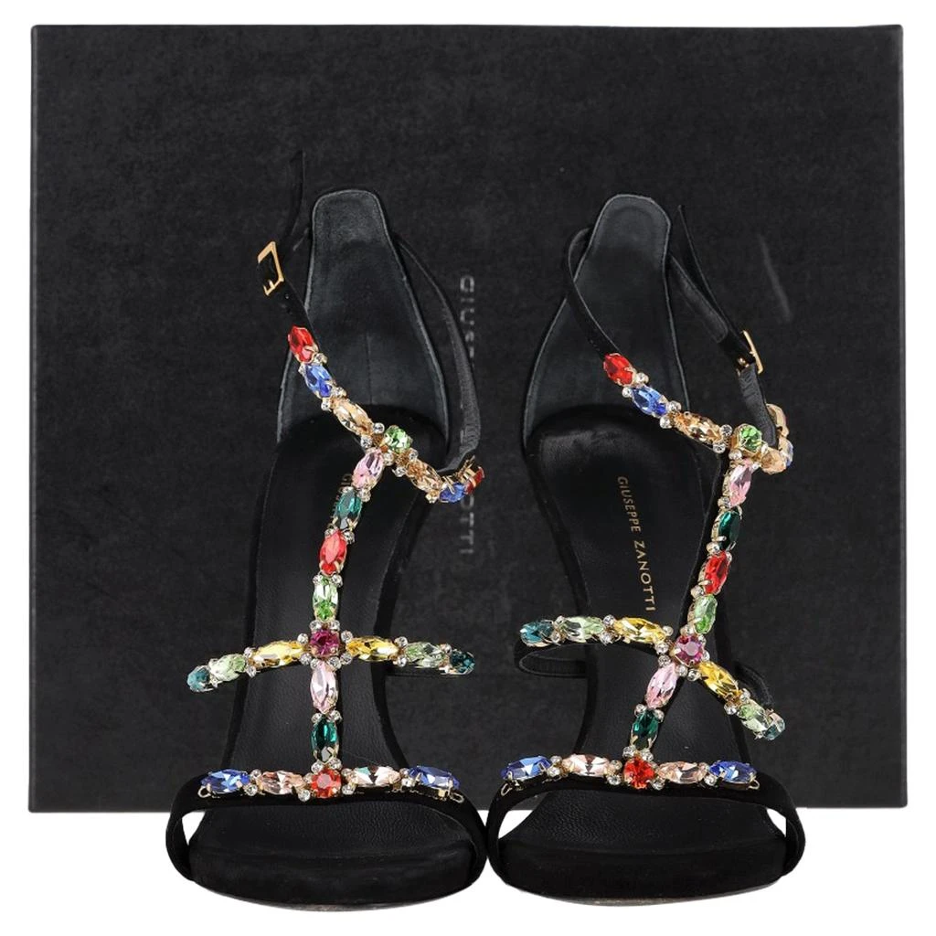 Giuseppe Zanotti Elba Crystal Embellished Sandals in Black Suede 2