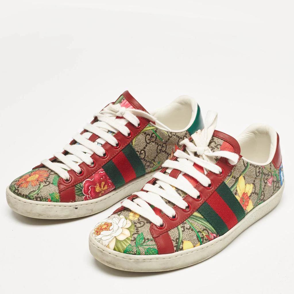 Gucci Gucci Beige/Brown GG Supreme Canvas Floral Print Ace Sneakers Size 35.5 2
