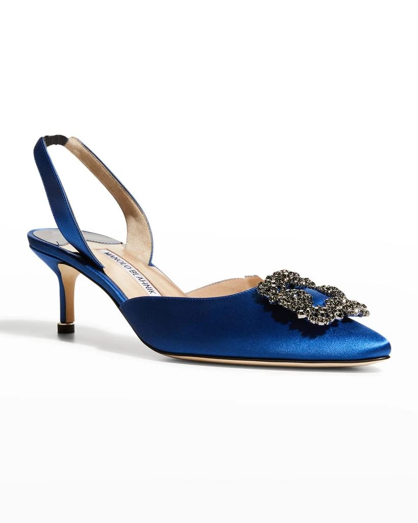 Manolo Blahnik Hangisi Crystal Buckle Slingback Pumps 2