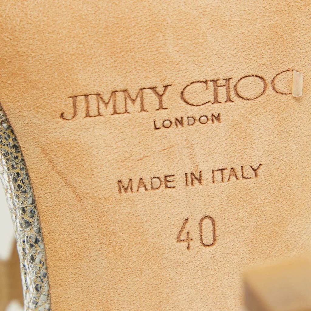Jimmy Choo Jimmy Choo Silver Textured Leather Lance Sandals Size 40 8