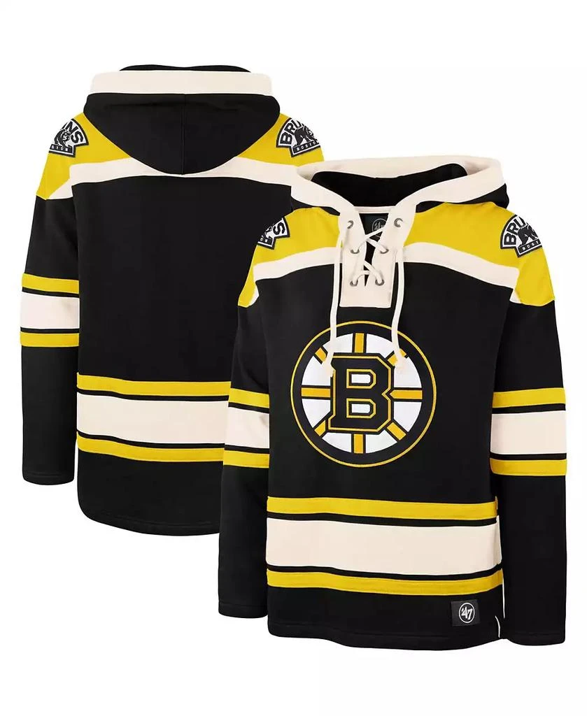 47 Brand Men's Black, Gold Boston Bruins Superior Lacer Pullover Hoodie 1
