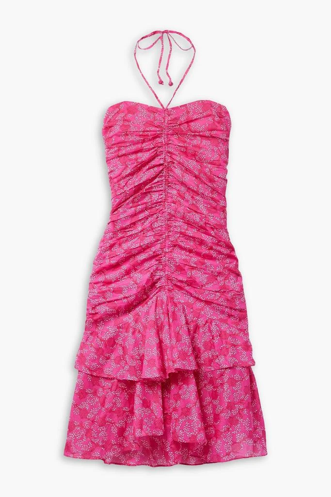 MARANT  ÉTOILE Ilanka ruched floral-print cotton-voile halterneck mini dress 1