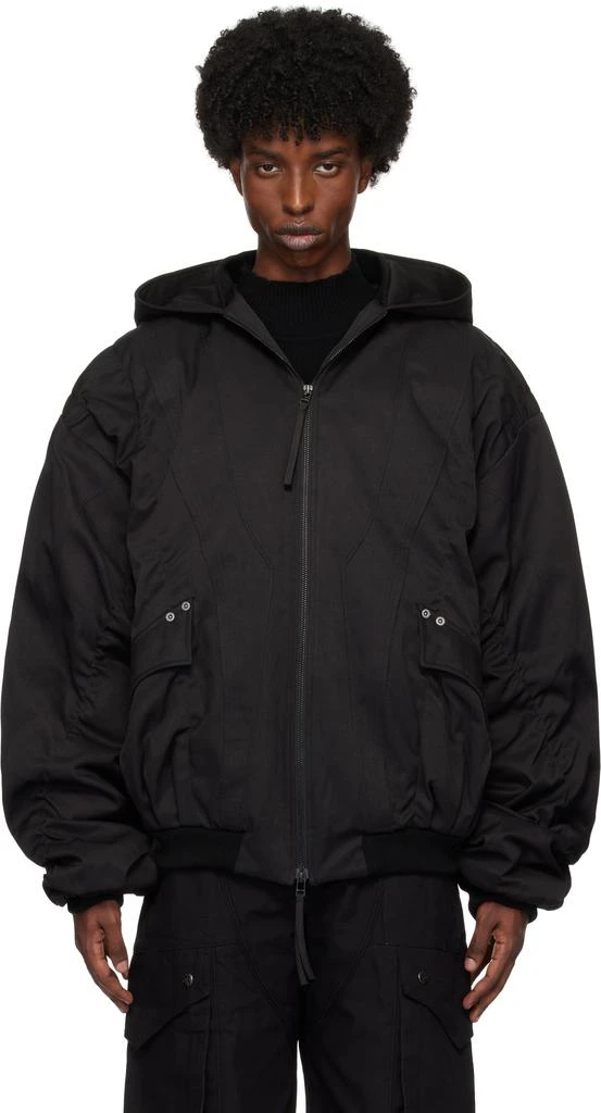 Professor.E Black Hooded Mega Bomber Jacket 1
