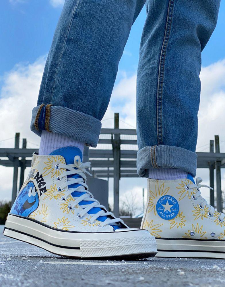Converse Converse Chuck 70 Hi Much Love printed trainers in white and yellow