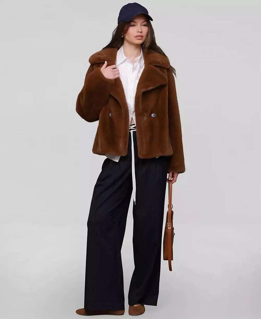 Avec Les Filles Women
s Notched-Collar Faux-Fur Coat 5