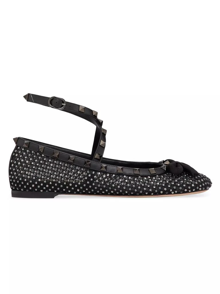 Valentino Rockstud Mesh Ballerina Flats With Crystals And Matching Studs 1