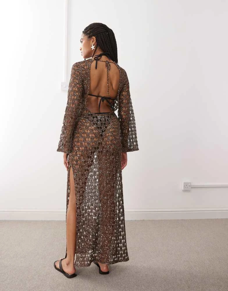 Miss Selfridge Miss Selfridge premium sequin beach dress in chocolate -  Dresses & Skirts - Free Shipping - BeyondStyle
