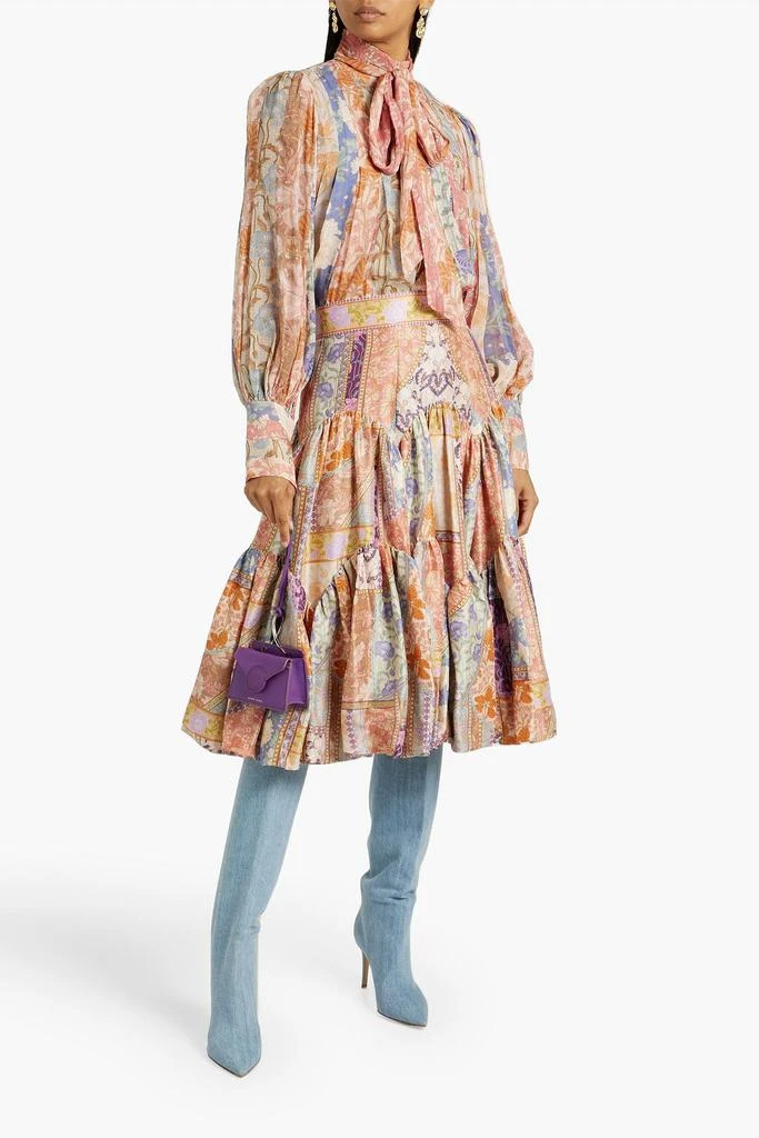 Zimmermann Printed tiered silk-twill skirt 2
