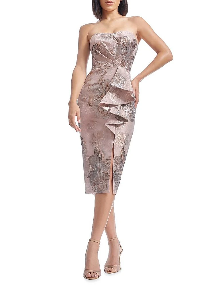 Dress The Population Kieron Jacquard Strapless Midi-Dress 2