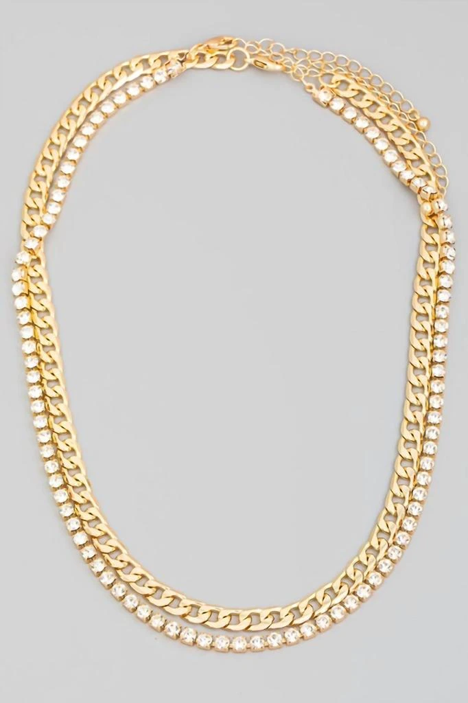 FAME ACCESSORIES Fame Accessories - Women
s Layered Rhinestone Chain Link Necklace 2