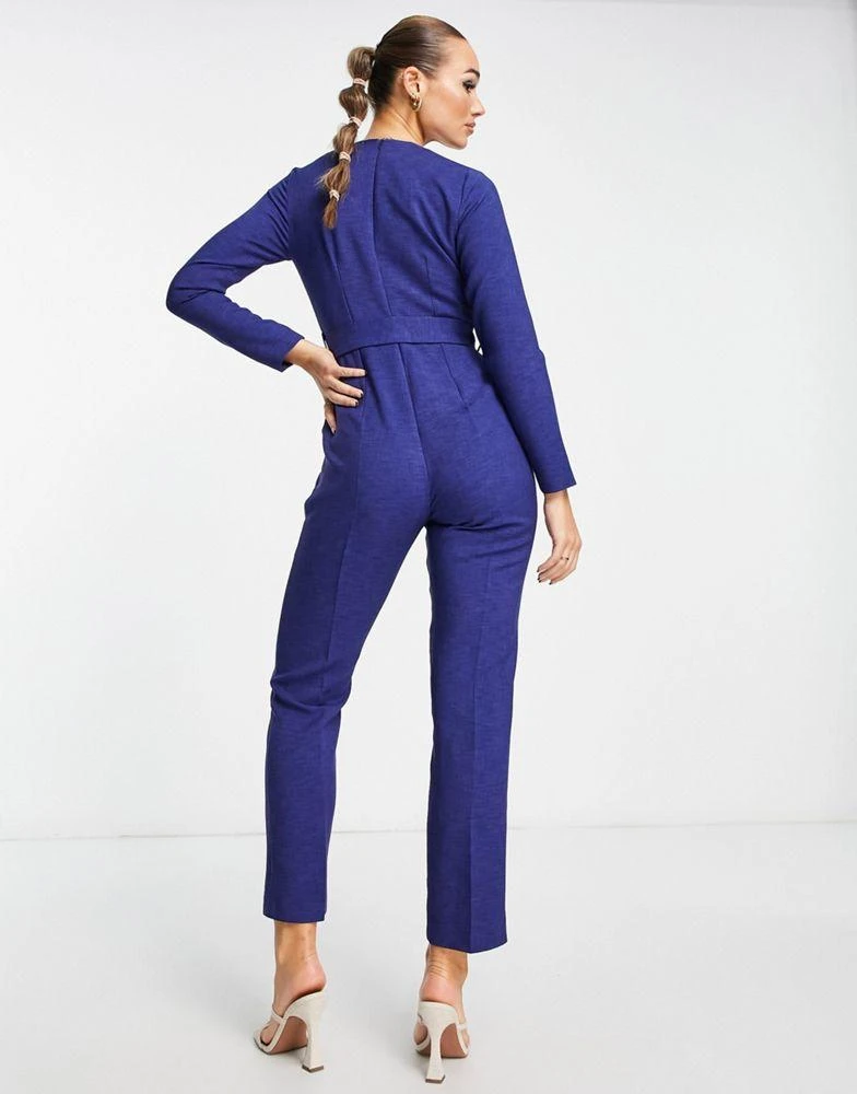 Closet London Closet London tie waist kimono jumpsuit in navy 2