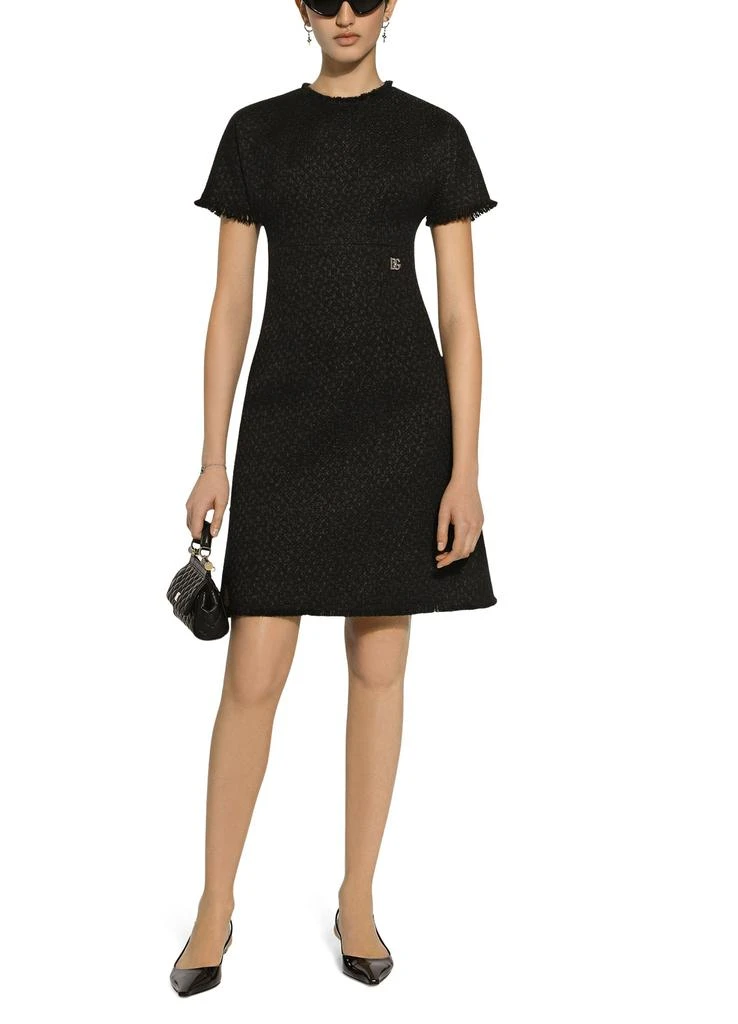 Dolce & Gabbana Raschel tweed midi dress DG logo 5
