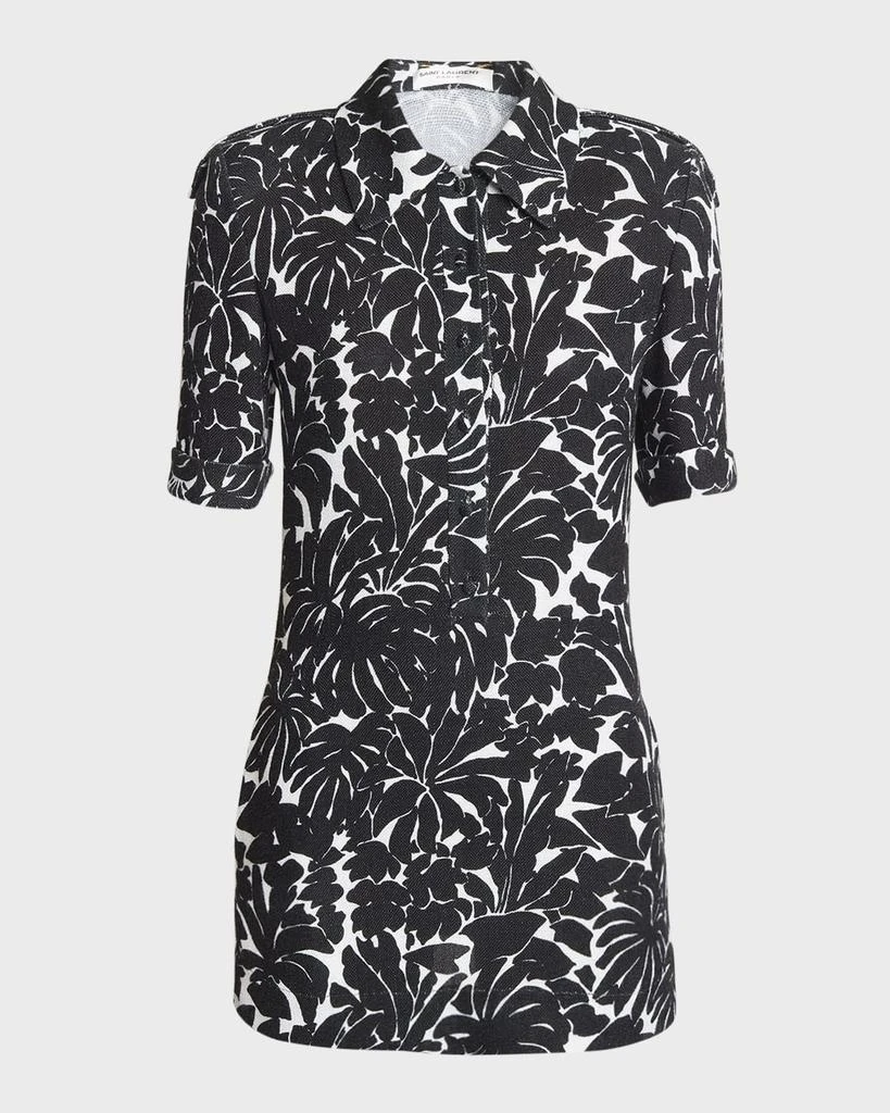 Yves Saint Laurent Palm Print Collared Mini Dress 1