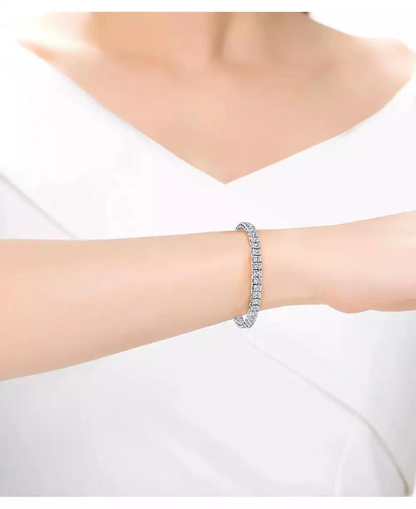 Rachel Glauber White Gold Plated Cubic Zirconia Princess - cut Tennis Bracelet 3