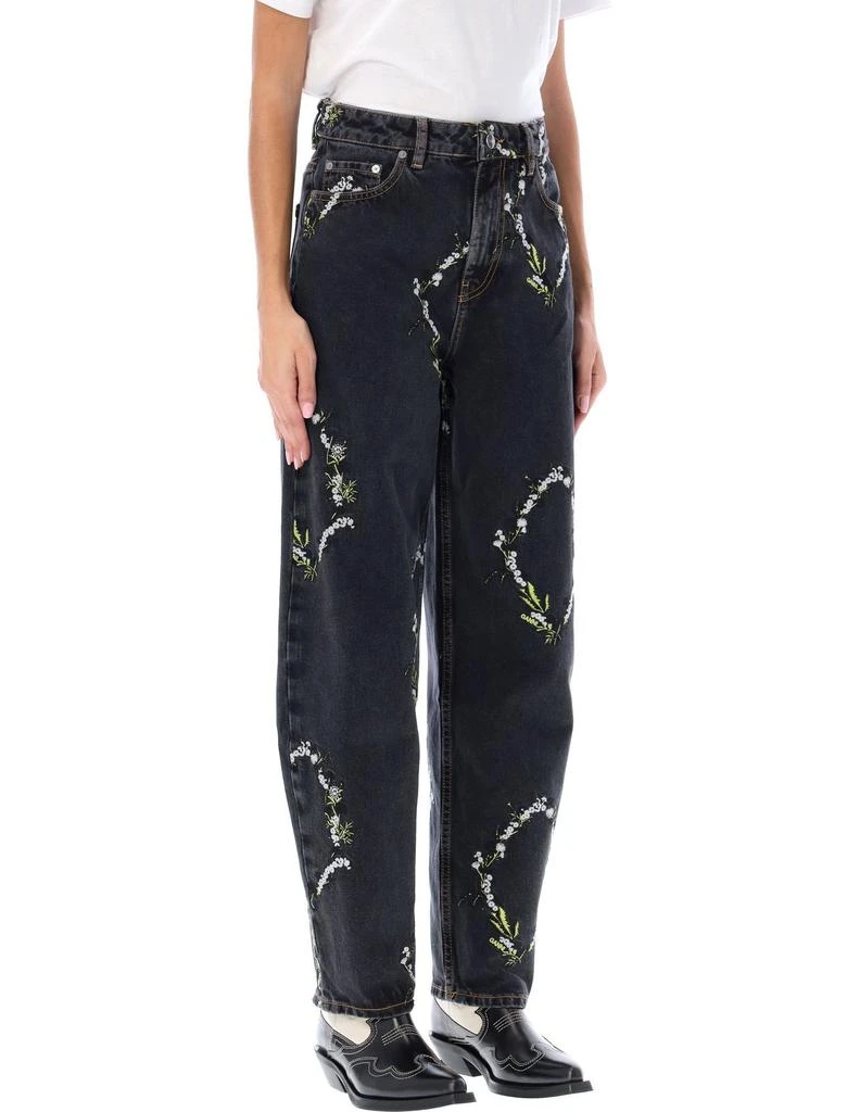 Ganni Ganni Floral Embroidered Tapered Jeans 3
