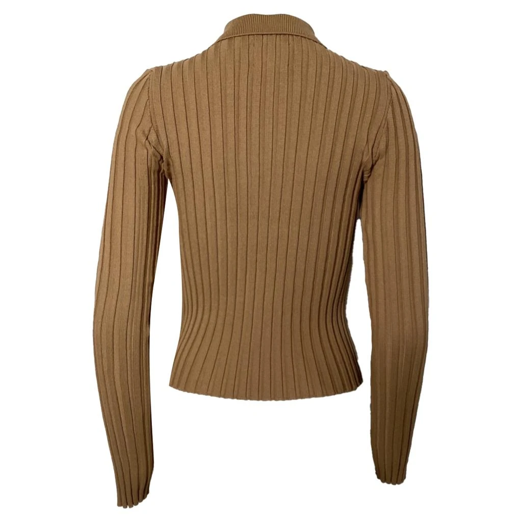 ANINE BING Joslyn Rib Knit Cardigan in Brown Rayon 4