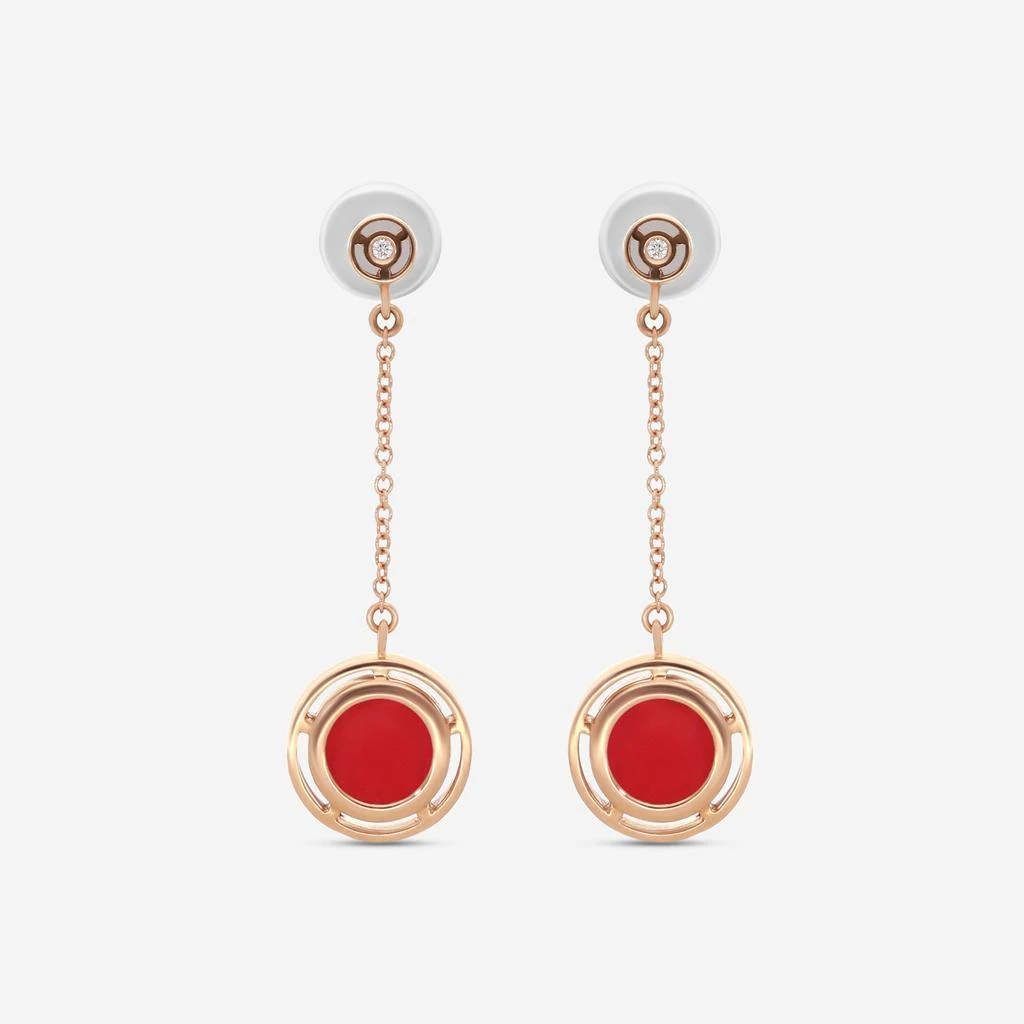 Damiani Damiani D. Side18K Rose Gold Diamond 
Red Stone Drop Earrings 20086729-copy