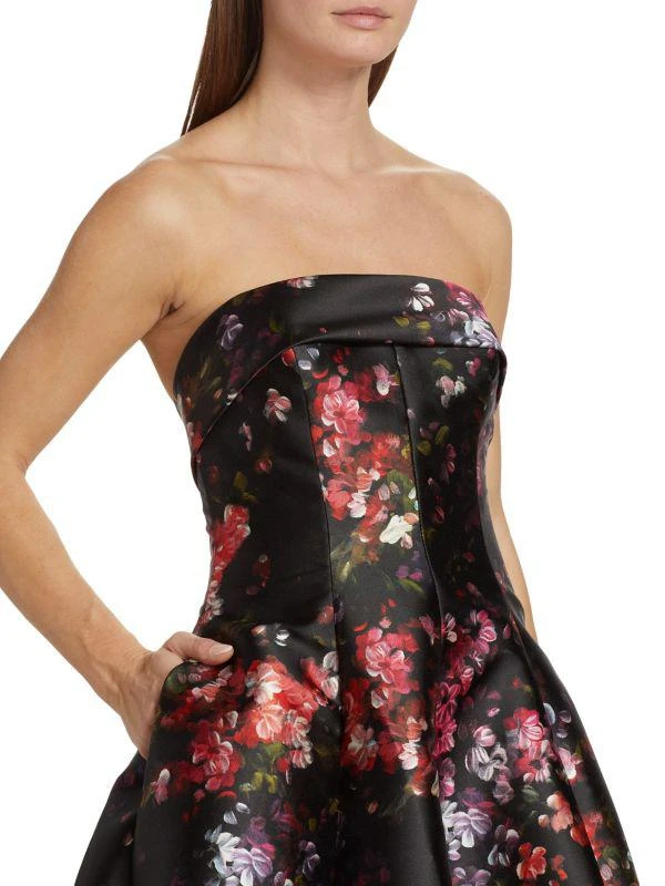 Amsale Mikado Strapless Paneled Cocktail Dress 4