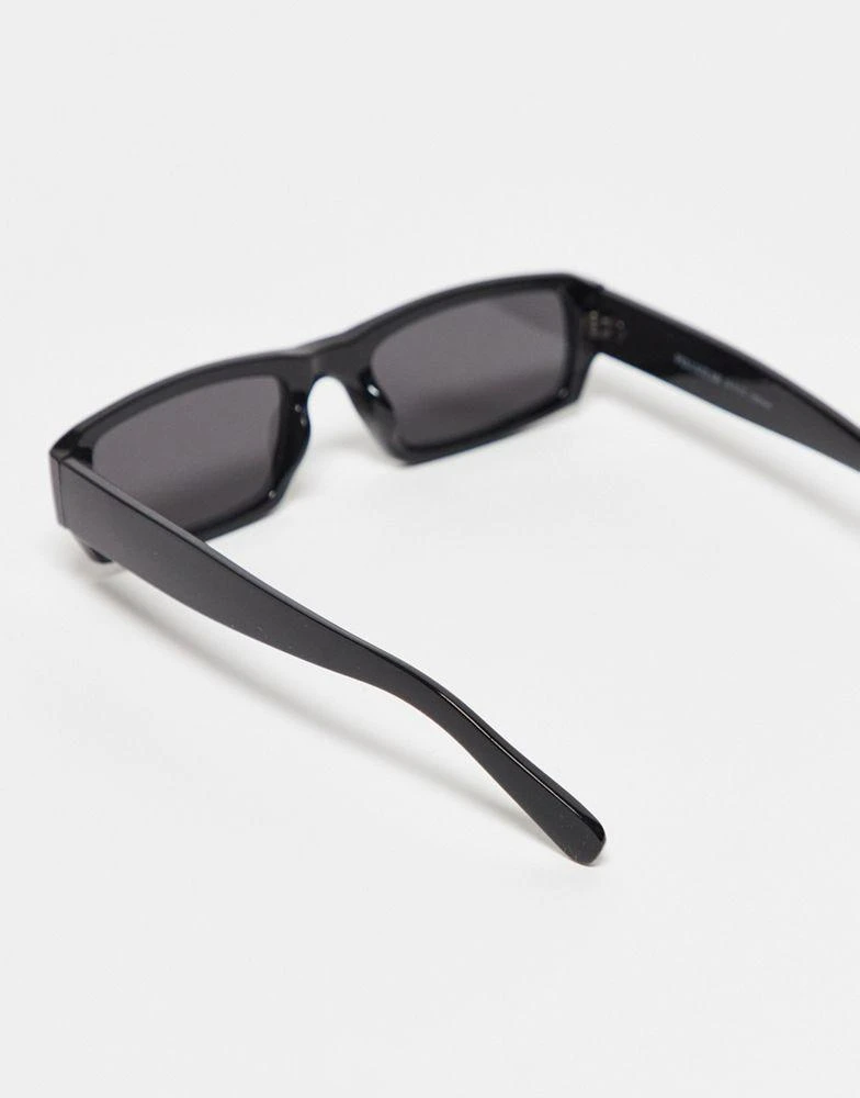 Pull&Bear Pull&Bear bold rectangular sunglasses in black 3