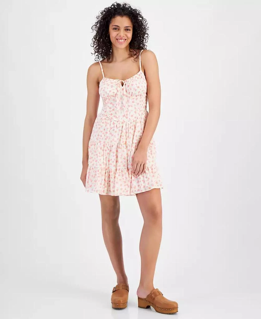 Tinseltown Juniors' Printed Corset Tiered Mini Dress 1