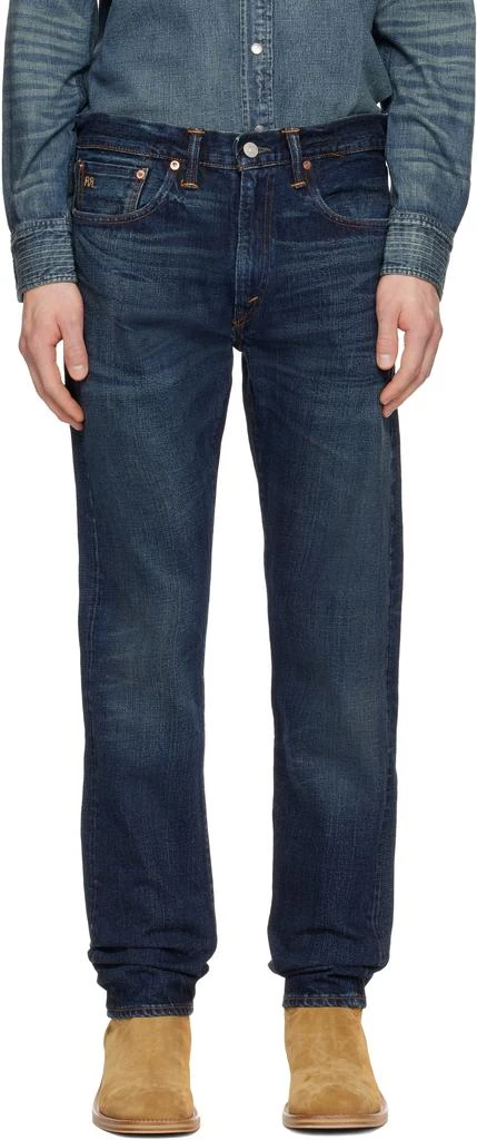 RRL Navy High Slim Bayview Selvedge Jeans