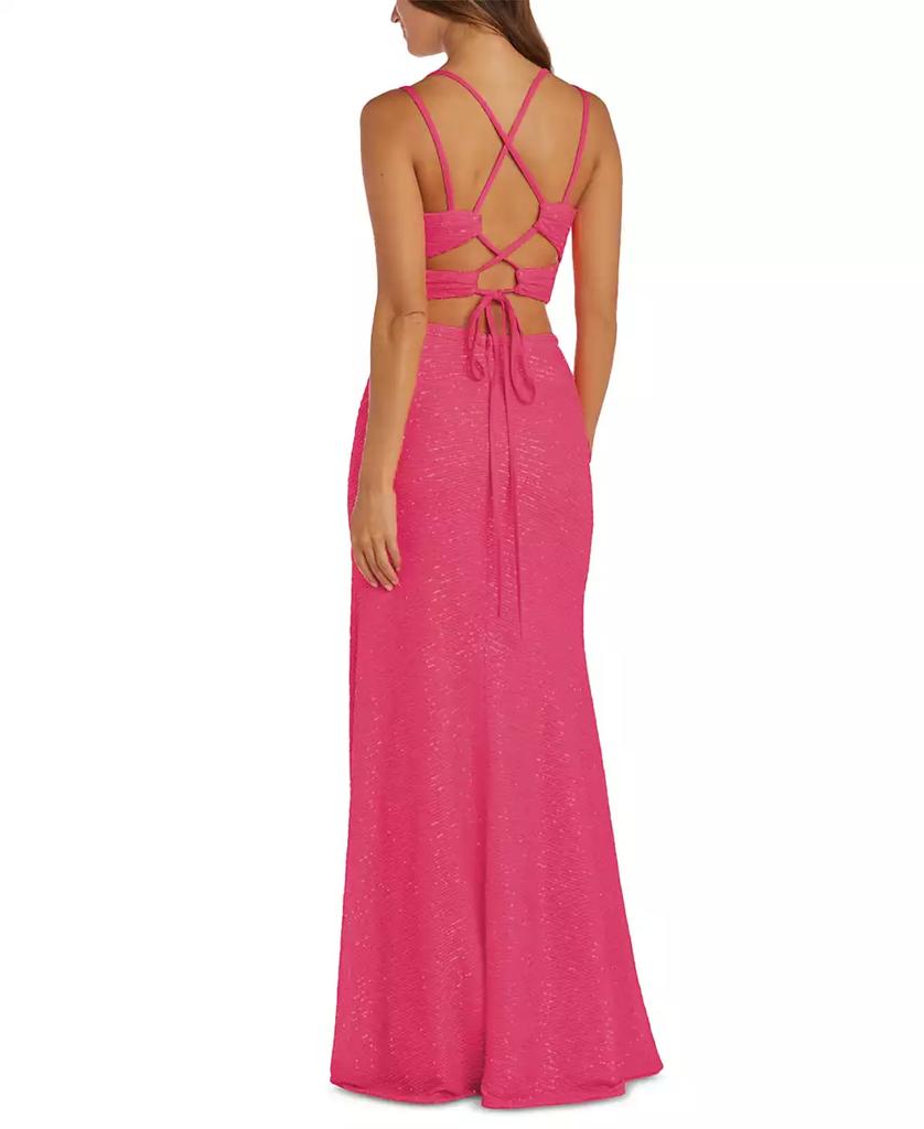 Morgan & Company Juniors' V-Neck Sequin Top & Skirt Gown