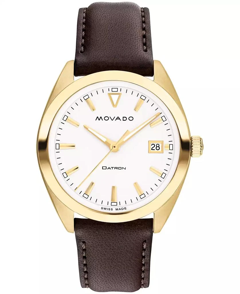 Movado Men's Heritage Datron Swiss Quartz Chocolate Genuine Leather Strap Watch 39mm 1