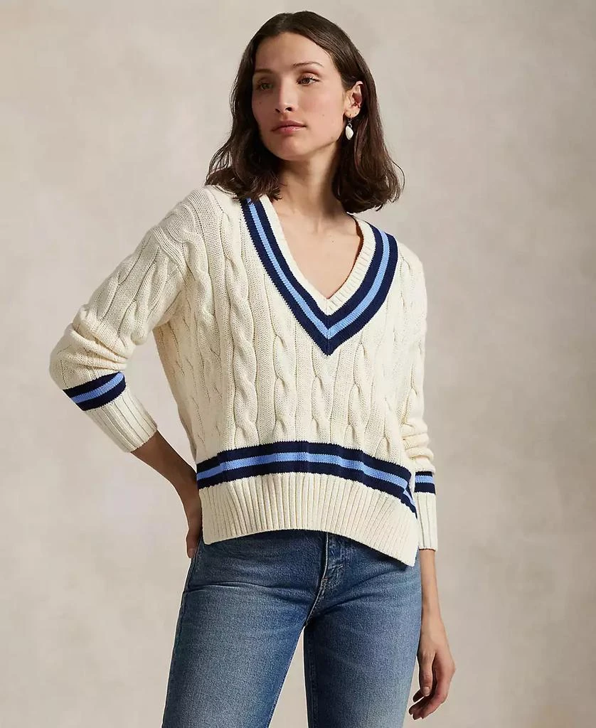 Ralph Lauren Women's Cable-Knit Cotton Cricket Sweater 1