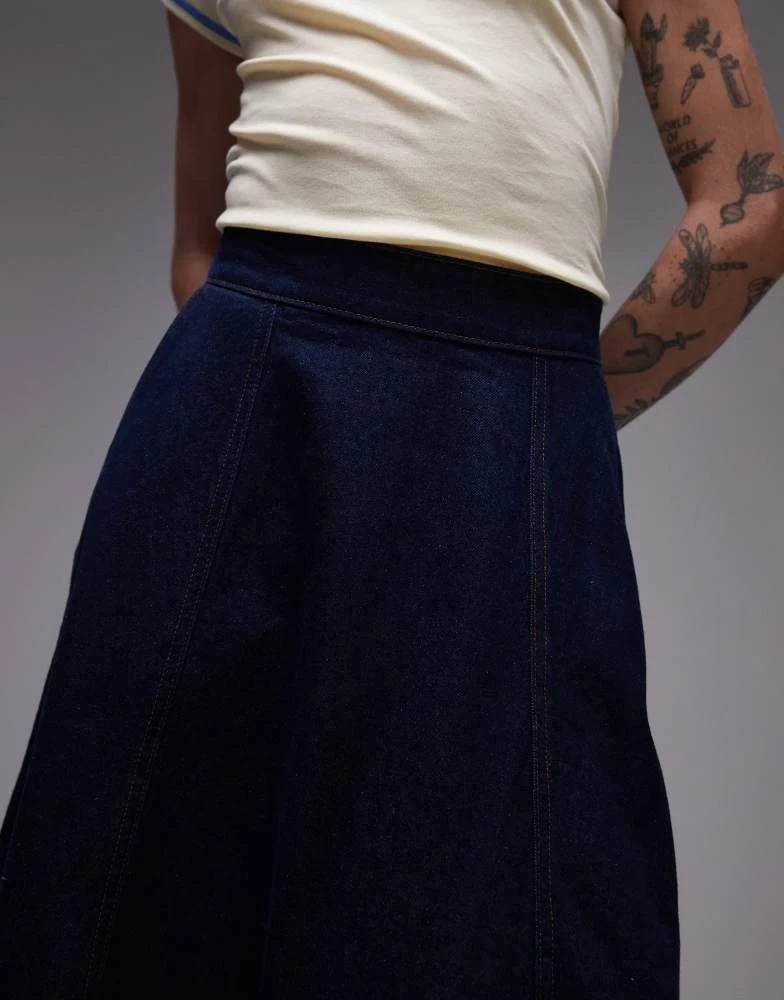 Topshop Topshop denim full maxi skirt in raw look indigo 4