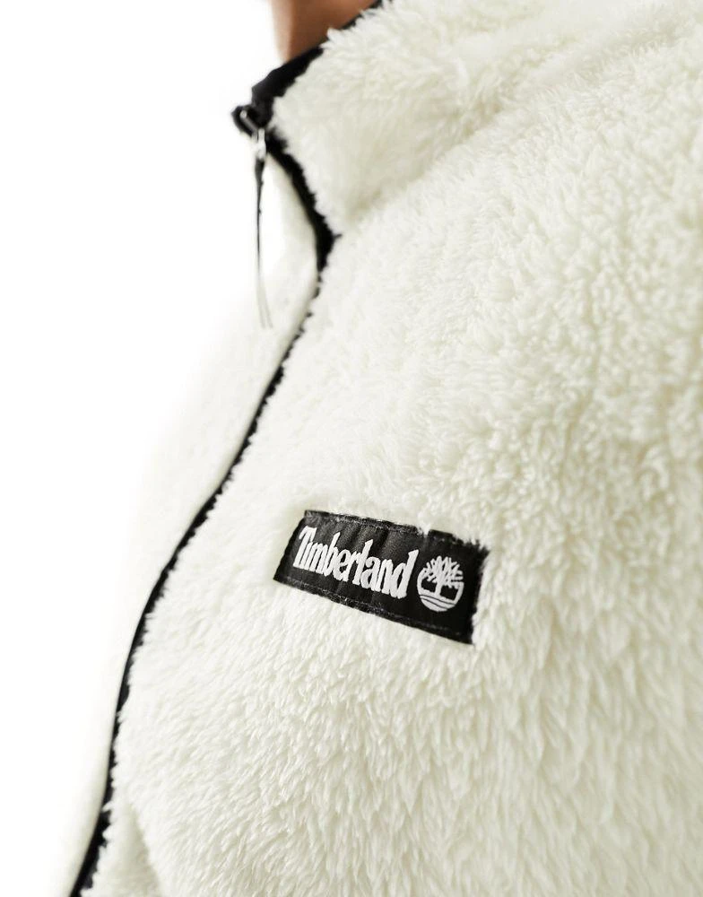 Timberland Timberland high pile fleece borg jacket in off white 3